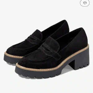 NWOT DV by Dolce Vita Temecula Black Faux Suede Block Oxford Heel Shoes
